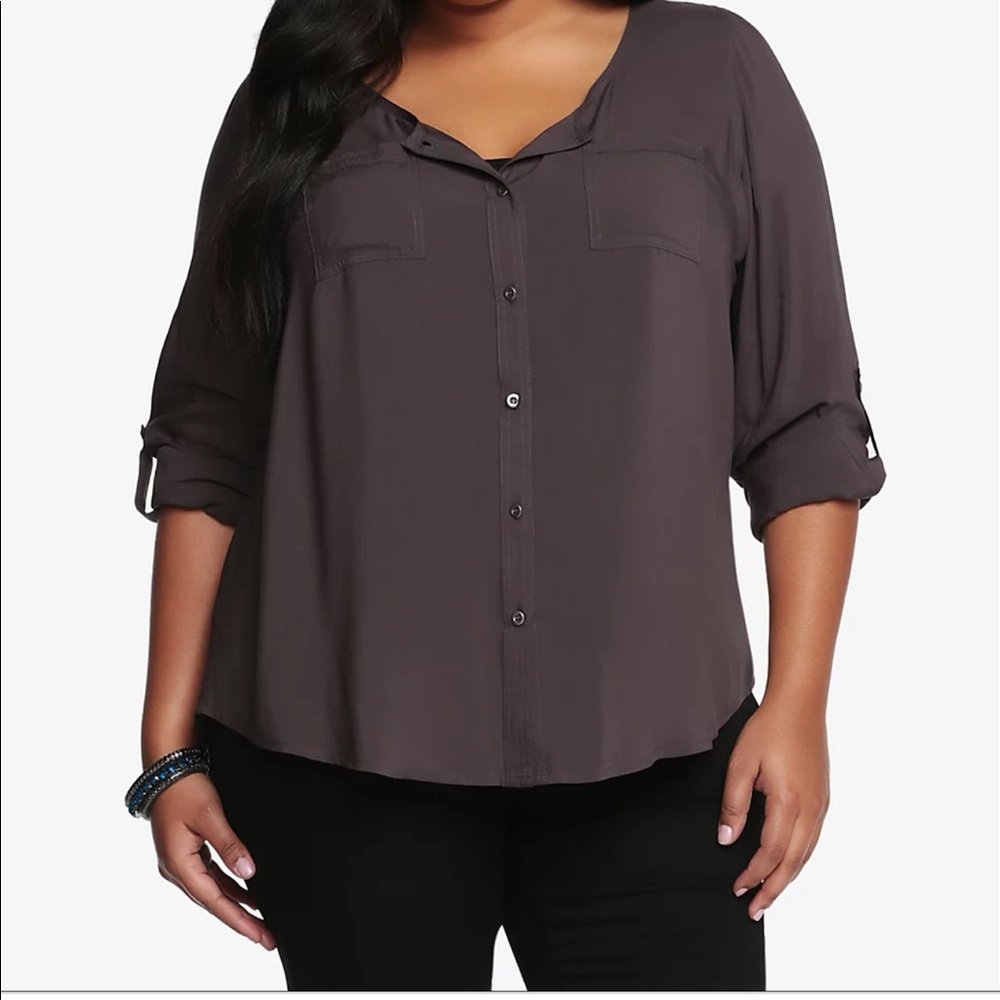 Torrid) Button Front Challis Top - image 1